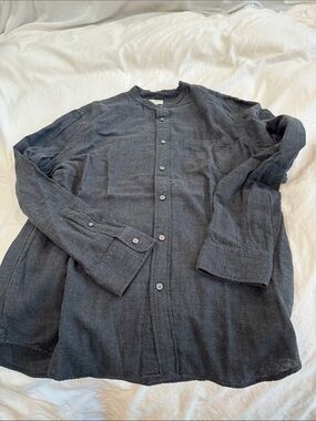 Club Monaco Dark Charcoal Collarless Button-Front Shirt Jacket